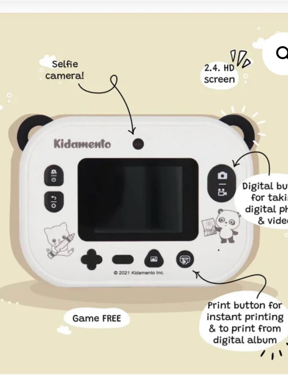 Instant Print Digital Camera -Kidamento Koko the Panda - Picture 9 of 10